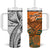 Australia-Fiji Palm and Kangaroo Custom Tumbler With Handle Polynesia Tapa Mixed Indigenous Aboriginal LT9