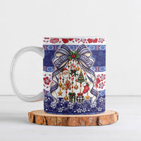 Samoa Tribal Christmas Bow Ceramic Mug Ia Manuia lava le Kerisimasi LT9 Blue - Polynesian Pride