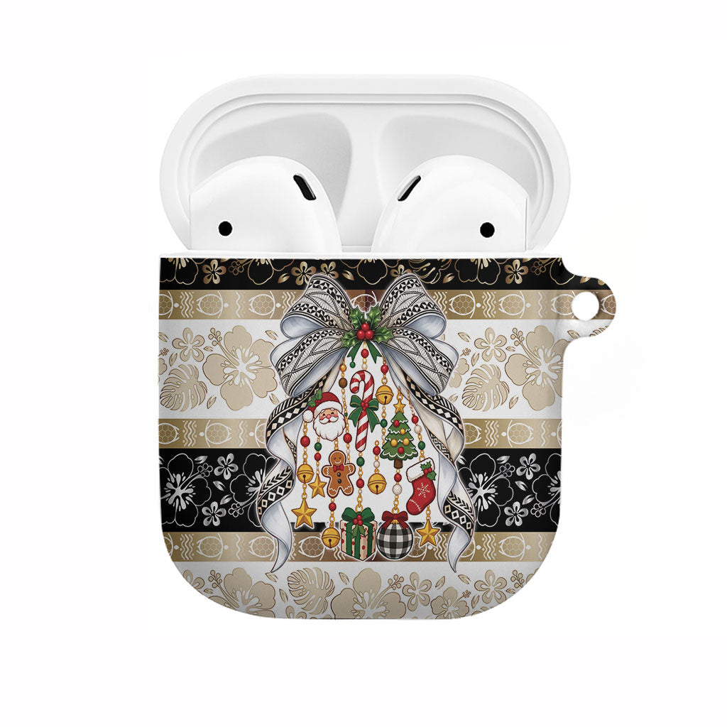 Tonga Ngatu Christmas Bow AirPods Case Kilisimasi Fiefia Gold Style