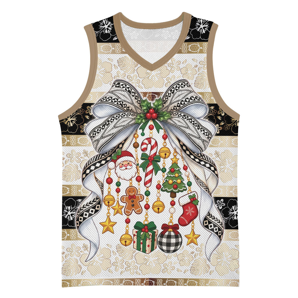 Tonga Ngatu Christmas Bow Basketball Jersey Kilisimasi Fiefia Gold Style