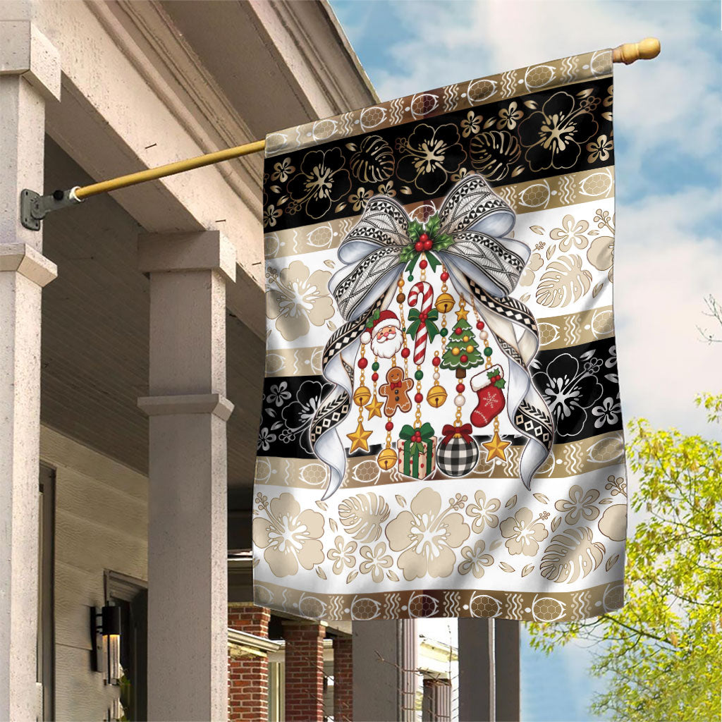 Tonga Ngatu Christmas Bow Garden Flag Kilisimasi Fiefia Gold Style LT9 House Flag Red - Polynesian Pride