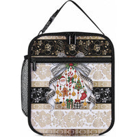 Tonga Ngatu Christmas Bow Lunch Bag Kilisimasi Fiefia Gold Style LT9 10.2 × 8.3 × 4.3 inch Red - Polynesian Pride