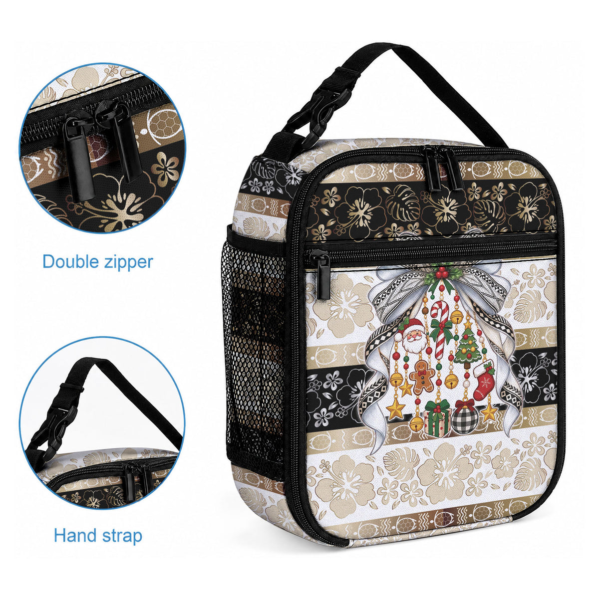 Tonga Ngatu Christmas Bow Lunch Bag Kilisimasi Fiefia Gold Style LT9 - Polynesian Pride