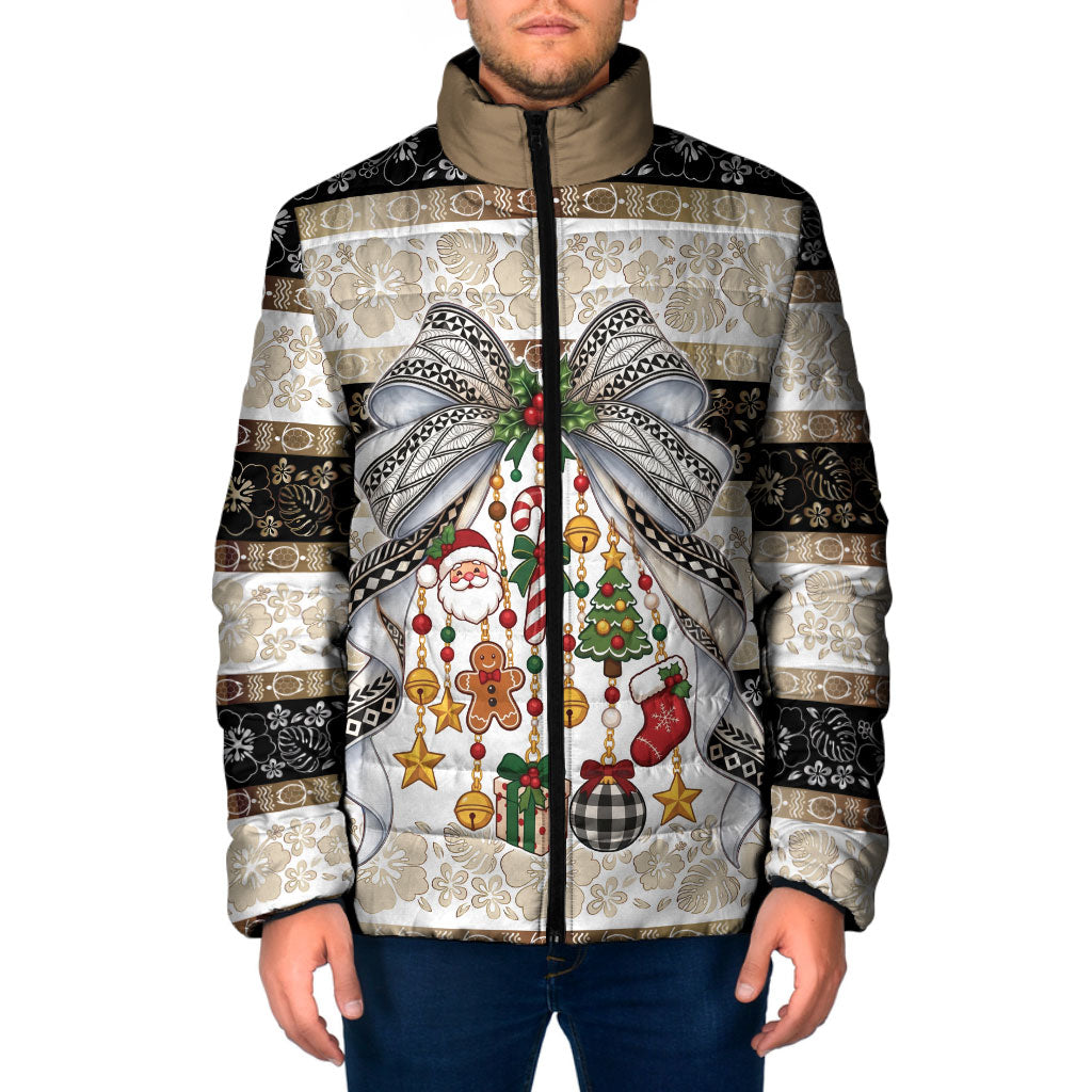 Tonga Ngatu Christmas Bow Padded Jacket Kilisimasi Fiefia Gold Style