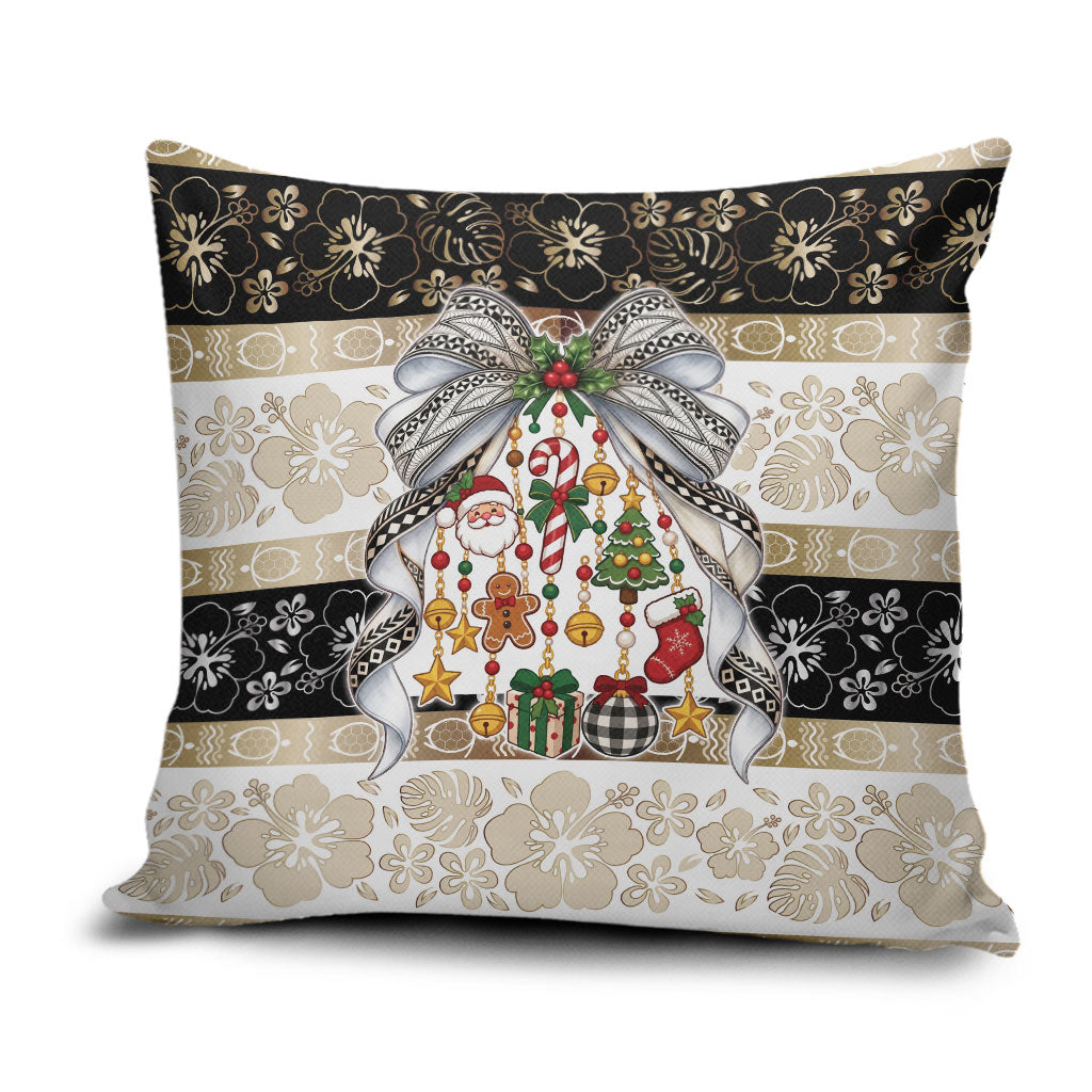 Tonga Ngatu Christmas Bow Pillow Cover Kilisimasi Fiefia Gold Style