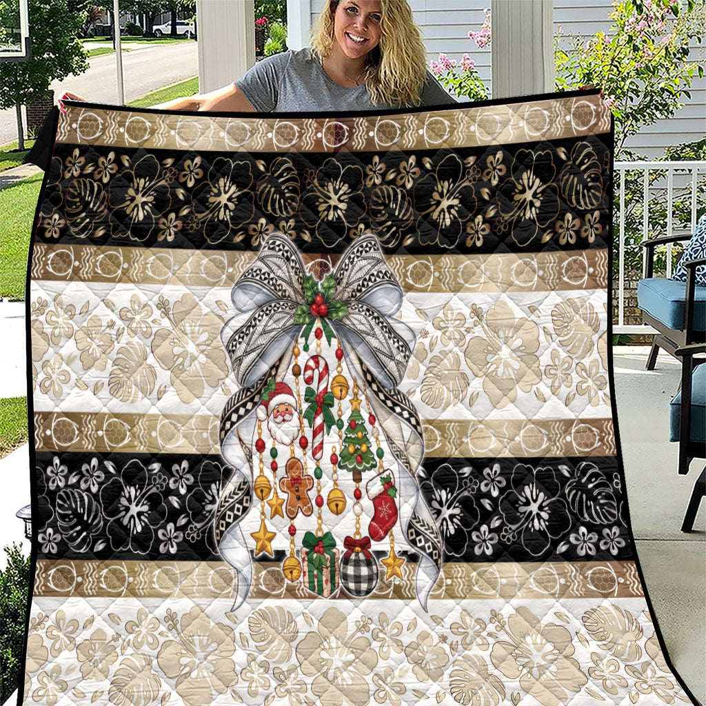 Tonga Ngatu Christmas Bow Quilt Kilisimasi Fiefia Gold Style LT9 Red - Polynesian Pride