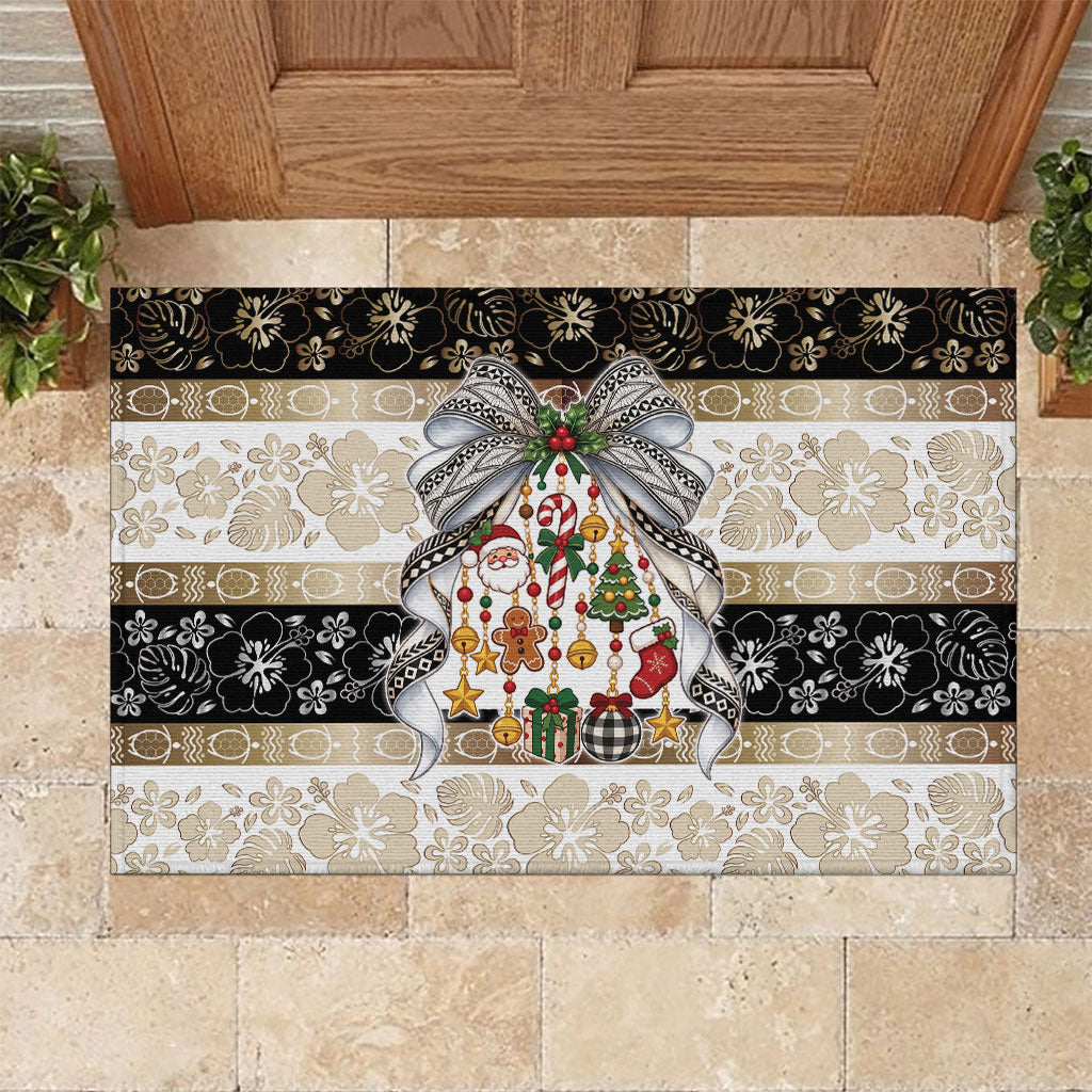 Tonga Ngatu Christmas Bow Rubber Doormat Kilisimasi Fiefia Gold Style