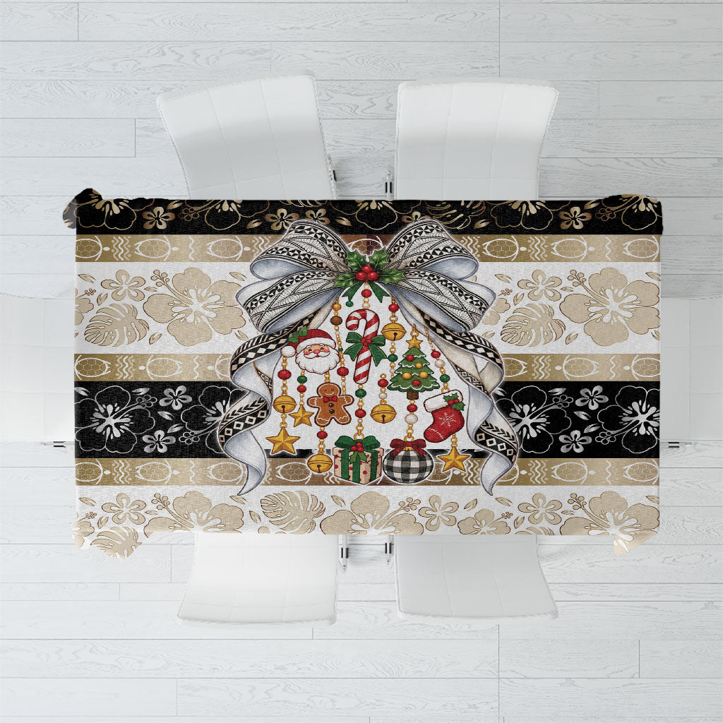 Tonga Ngatu Christmas Bow Tablecloth Kilisimasi Fiefia Gold Style LT9 Red - Polynesian Pride