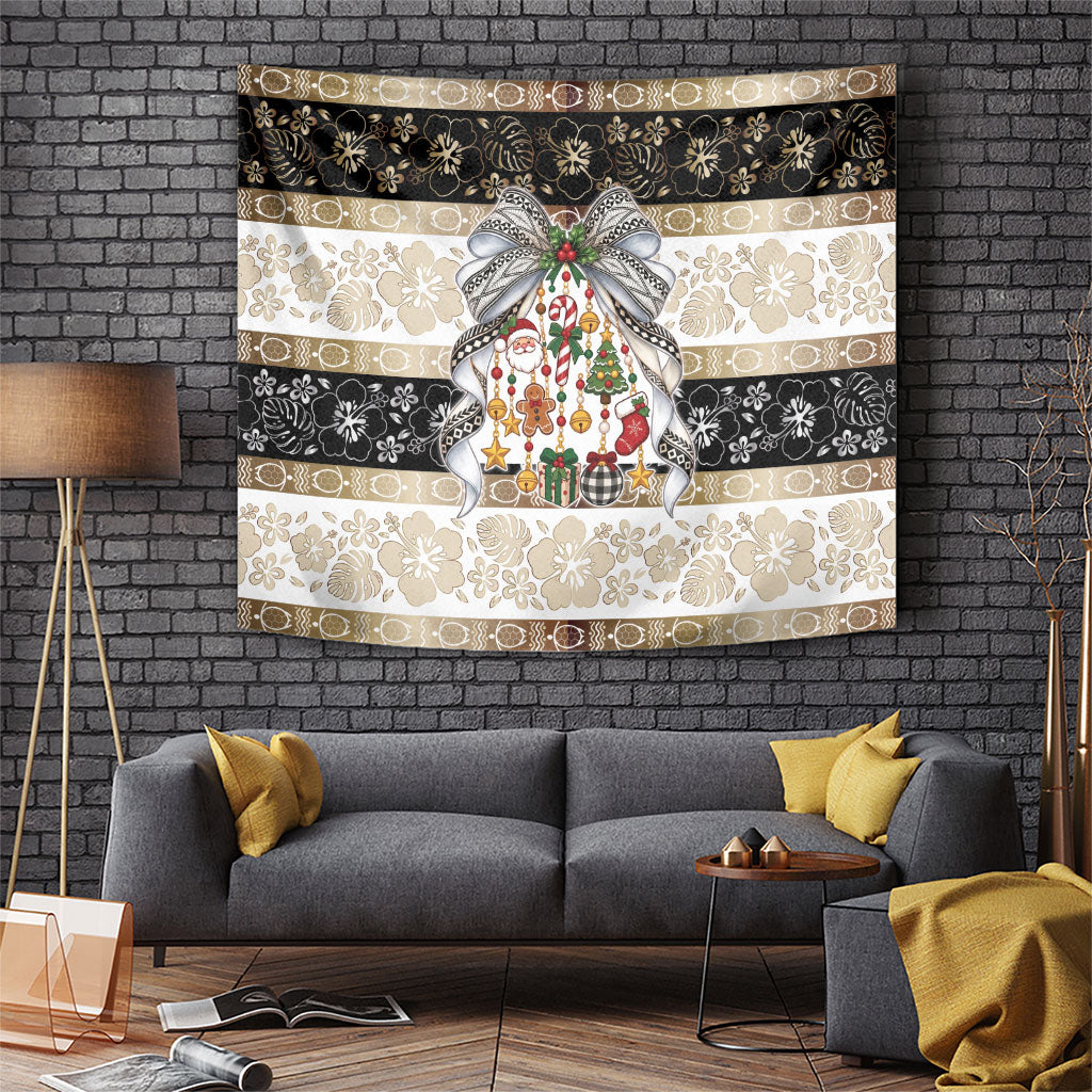 Tonga Ngatu Christmas Bow Tapestry Kilisimasi Fiefia Gold Style