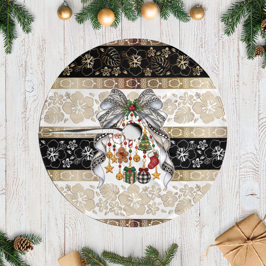 Tonga Ngatu Christmas Bow Tree Skirt Kilisimasi Fiefia Gold Style