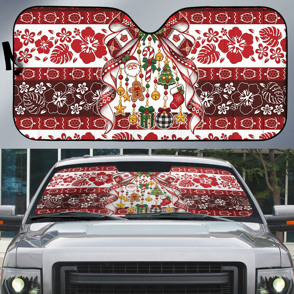 Tonga Ngatu Christmas Bow Auto Sun Shade Kilisimasi Fiefia Red Style