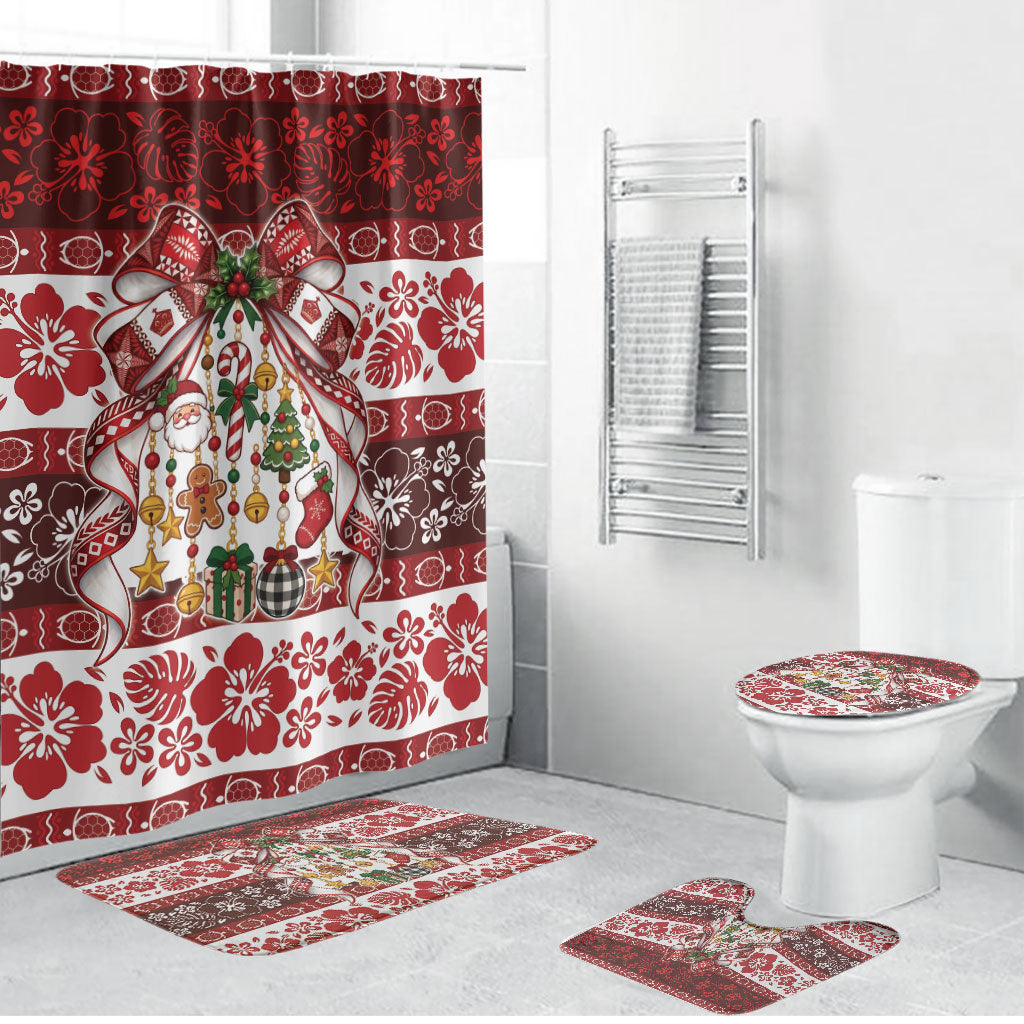 Tonga Ngatu Christmas Bow Bathroom Set Kilisimasi Fiefia Red Style