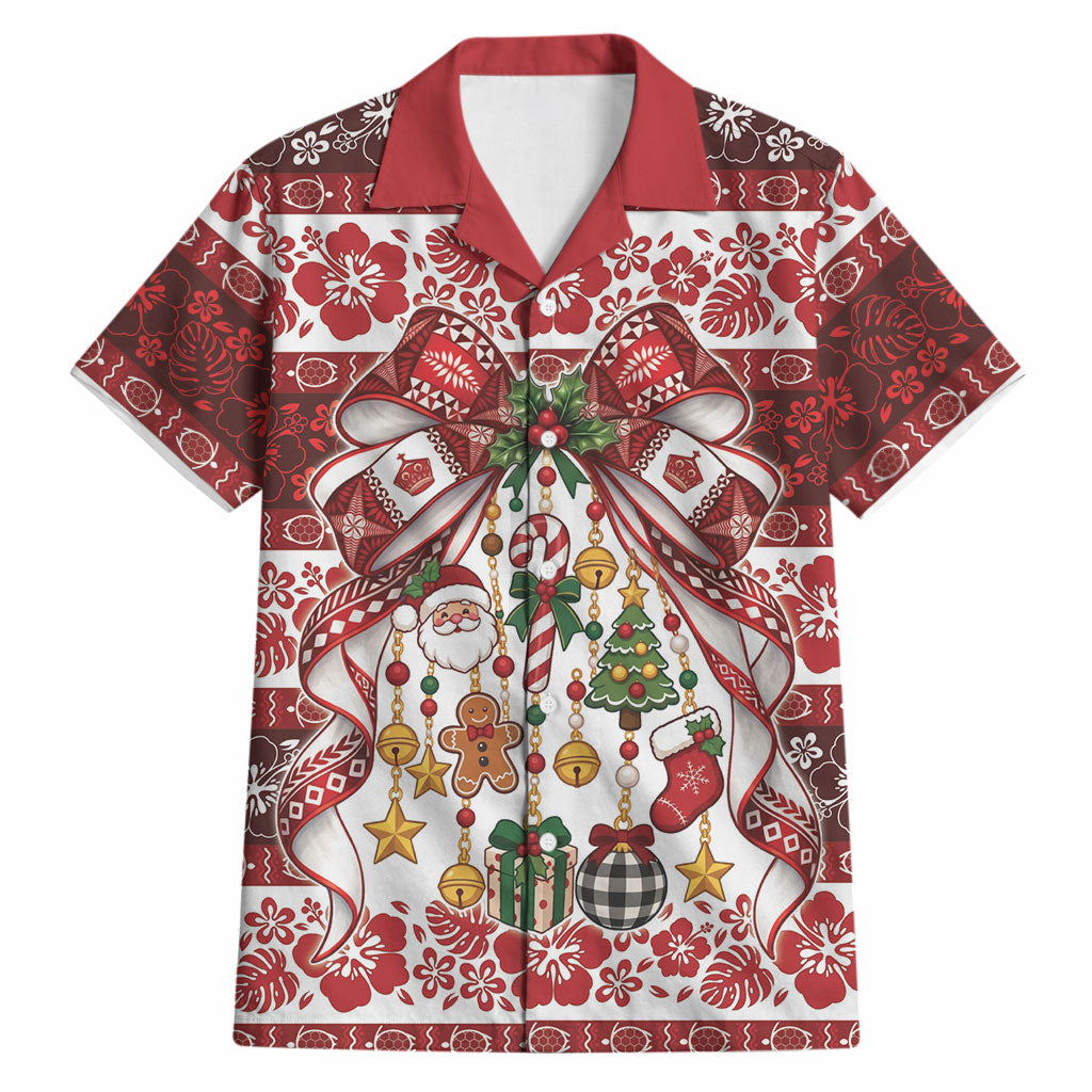 Tonga Ngatu Christmas Bow Hawaiian Shirt Kilisimasi Fiefia Red Style LT9 Gold - Polynesian Pride