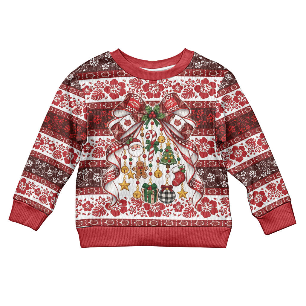 Tonga Ngatu Christmas Bow Kid Ugly Christmas Sweater Kilisimasi Fiefia Red Style