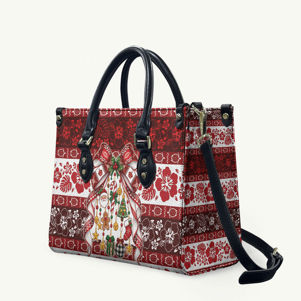 Tonga Ngatu Christmas Bow Leather Bag Kilisimasi Fiefia Red Style