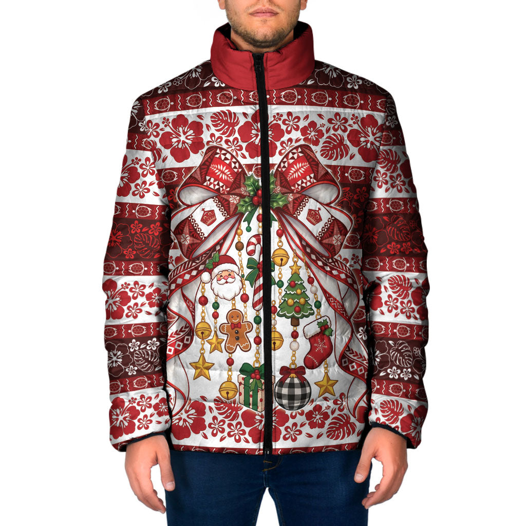Tonga Ngatu Christmas Bow Padded Jacket Kilisimasi Fiefia Red Style