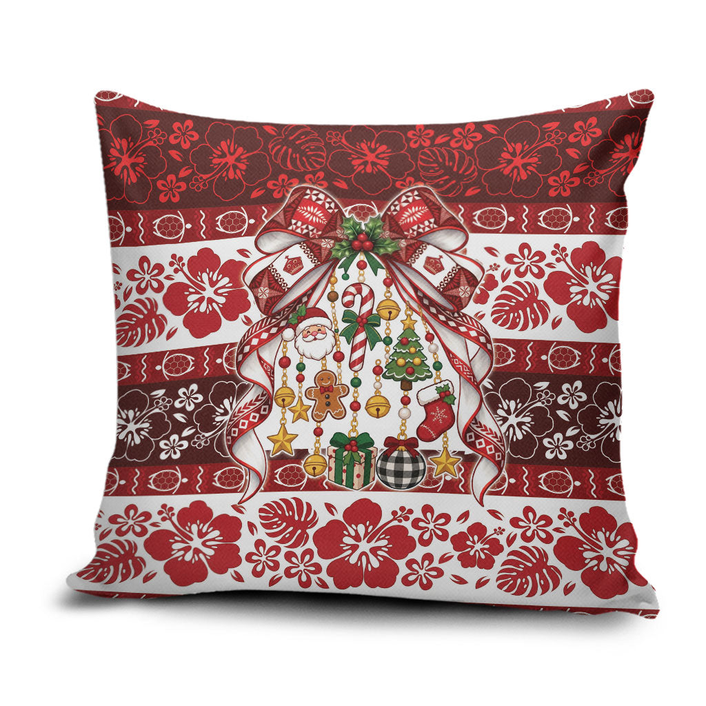 Tonga Ngatu Christmas Bow Pillow Cover Kilisimasi Fiefia Red Style