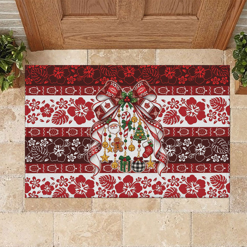 Tonga Ngatu Christmas Bow Rubber Doormat Kilisimasi Fiefia Red Style