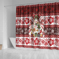 Tonga Ngatu Christmas Bow Shower Curtain Kilisimasi Fiefia Red Style LT9 - Polynesian Pride