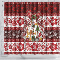 Tonga Ngatu Christmas Bow Shower Curtain Kilisimasi Fiefia Red Style LT9 - Polynesian Pride
