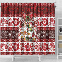 Tonga Ngatu Christmas Bow Shower Curtain Kilisimasi Fiefia Red Style LT9 - Polynesian Pride