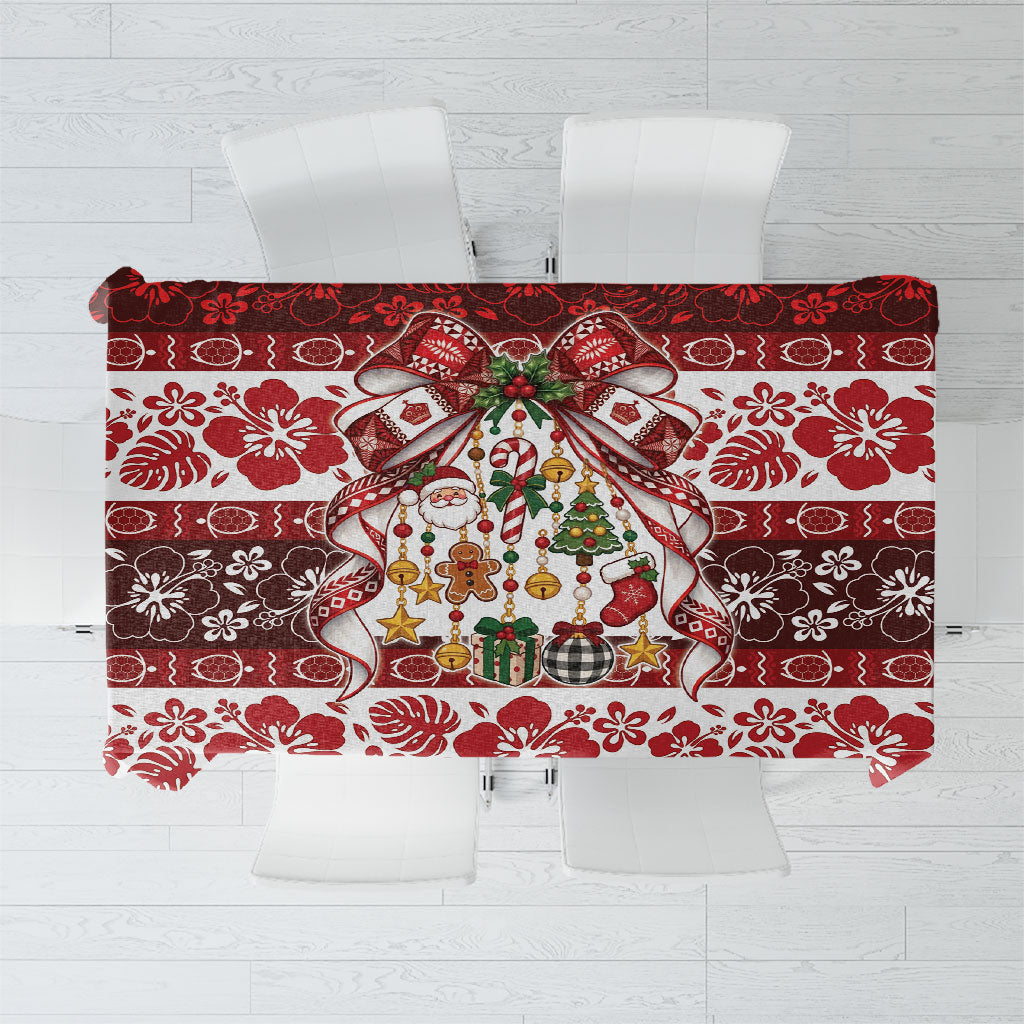 Tonga Ngatu Christmas Bow Tablecloth Kilisimasi Fiefia Red Style LT9 Gold - Polynesian Pride