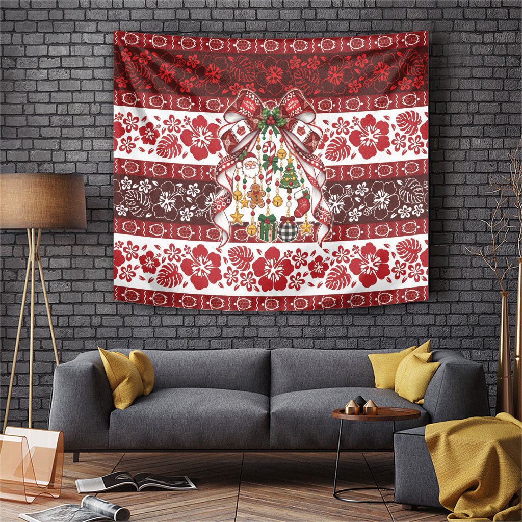 Tonga Ngatu Christmas Bow Tapestry Kilisimasi Fiefia Red Style