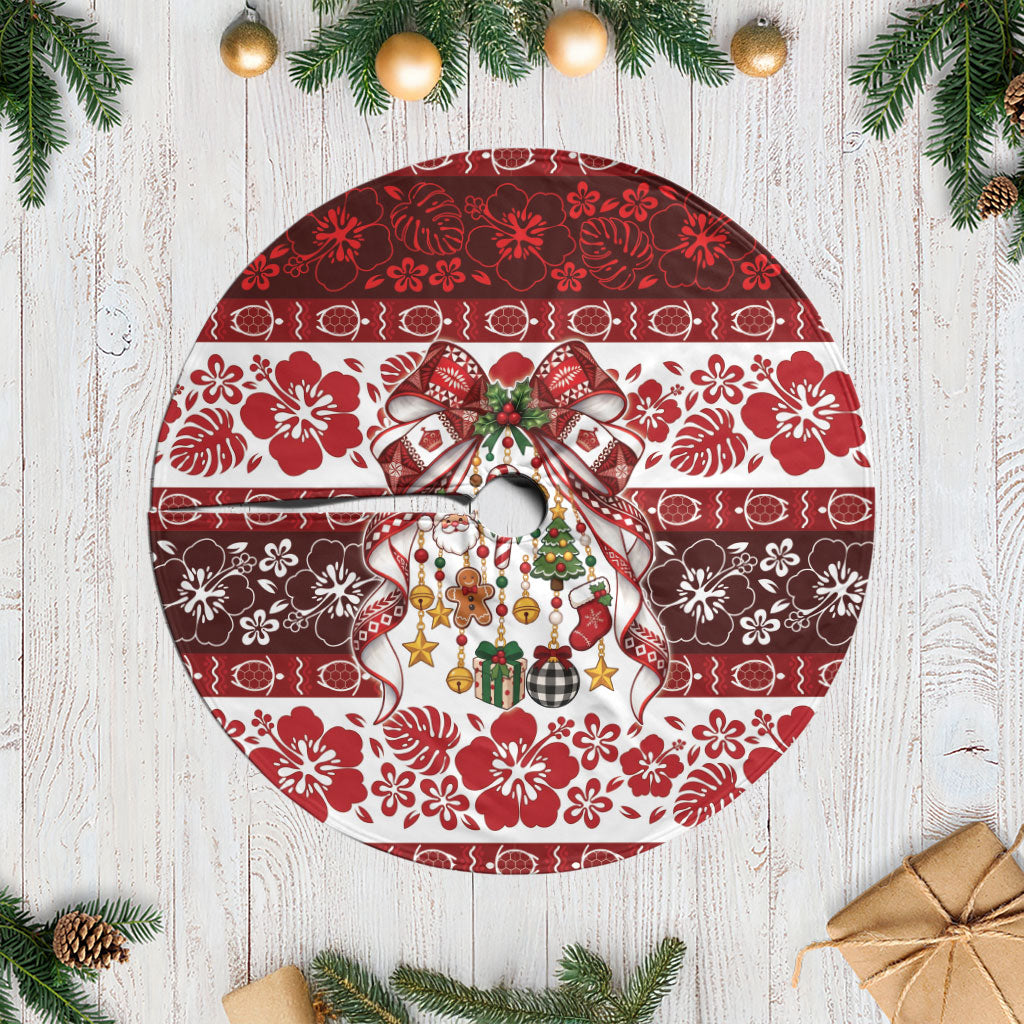 Tonga Ngatu Christmas Bow Tree Skirt Kilisimasi Fiefia Red Style