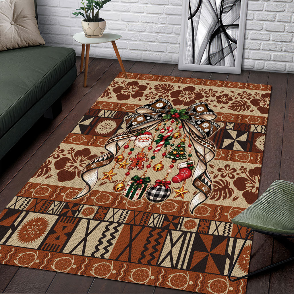 Fiji Masi Christmas Bow Area Rug Fijian Tribal inspired Christmas