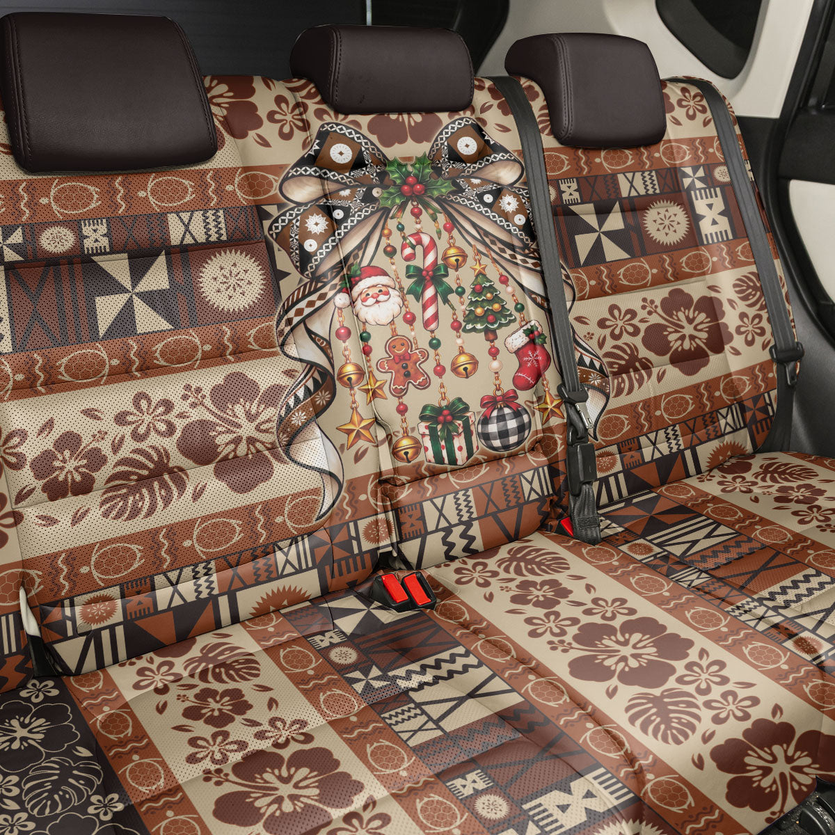 Fiji Masi Christmas Bow Back Car Seat Cover Fijian Tribal inspired Christmas LT9 - Polynesian Pride