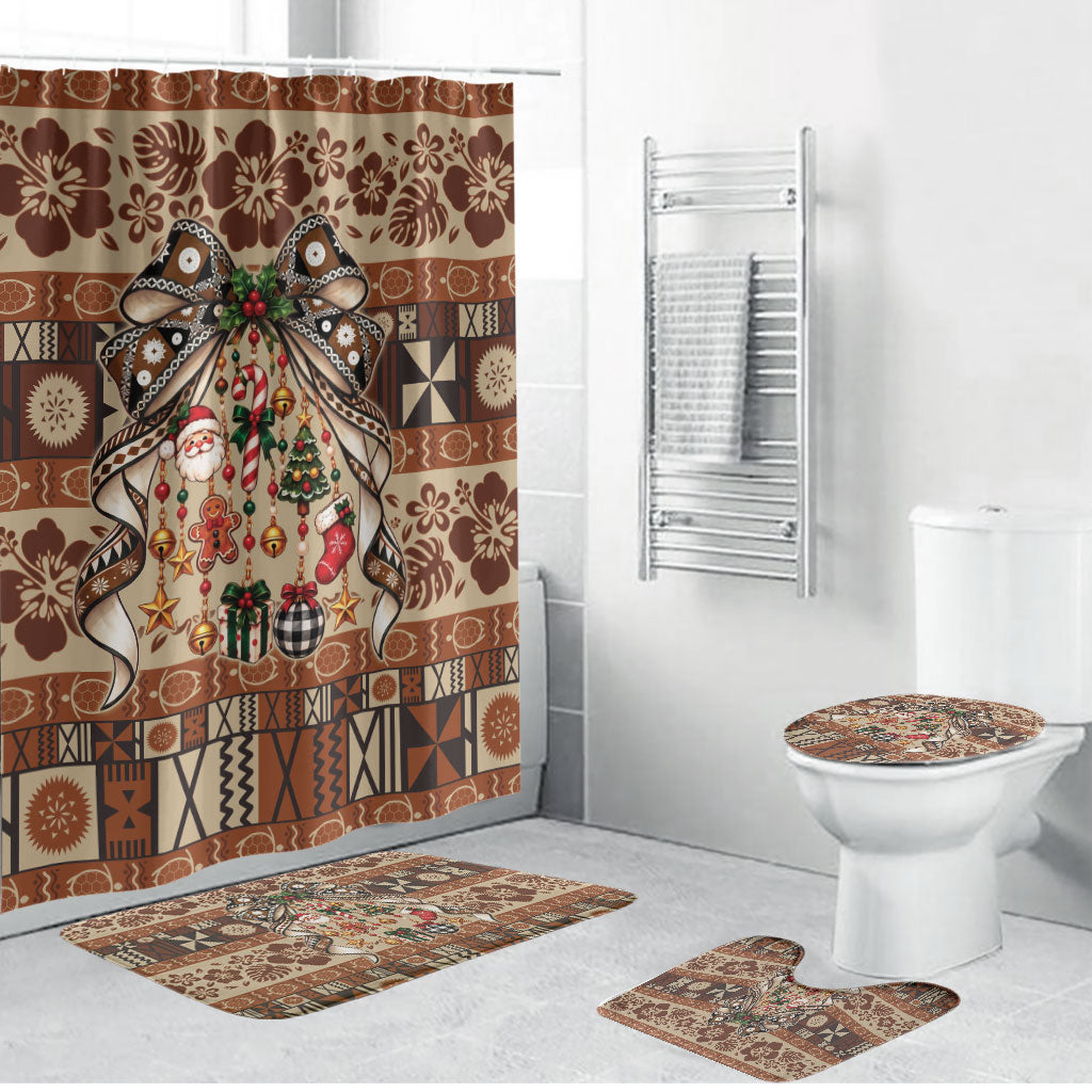 Fiji Masi Christmas Bow Bathroom Set Fijian Tribal inspired Christmas LT9 Bathroom Set (4 pcs) Red - Polynesian Pride