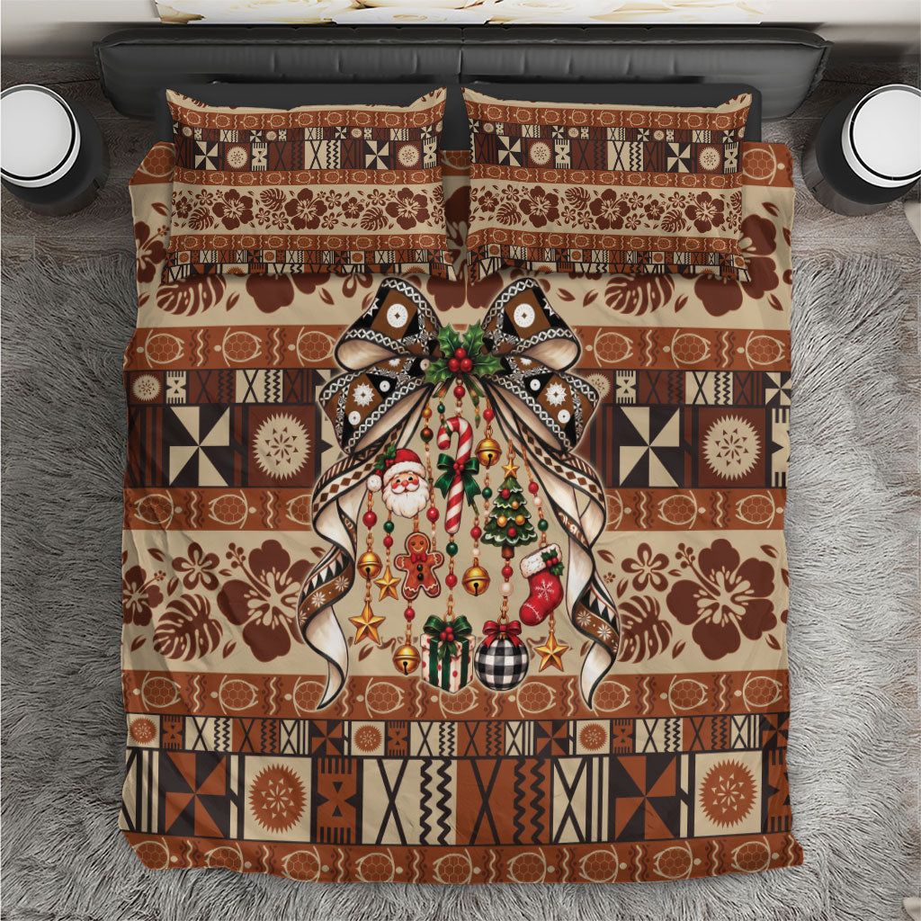 Fiji Masi Christmas Bow Bedding Set Fijian Tribal inspired Christmas LT9 Red - Polynesian Pride