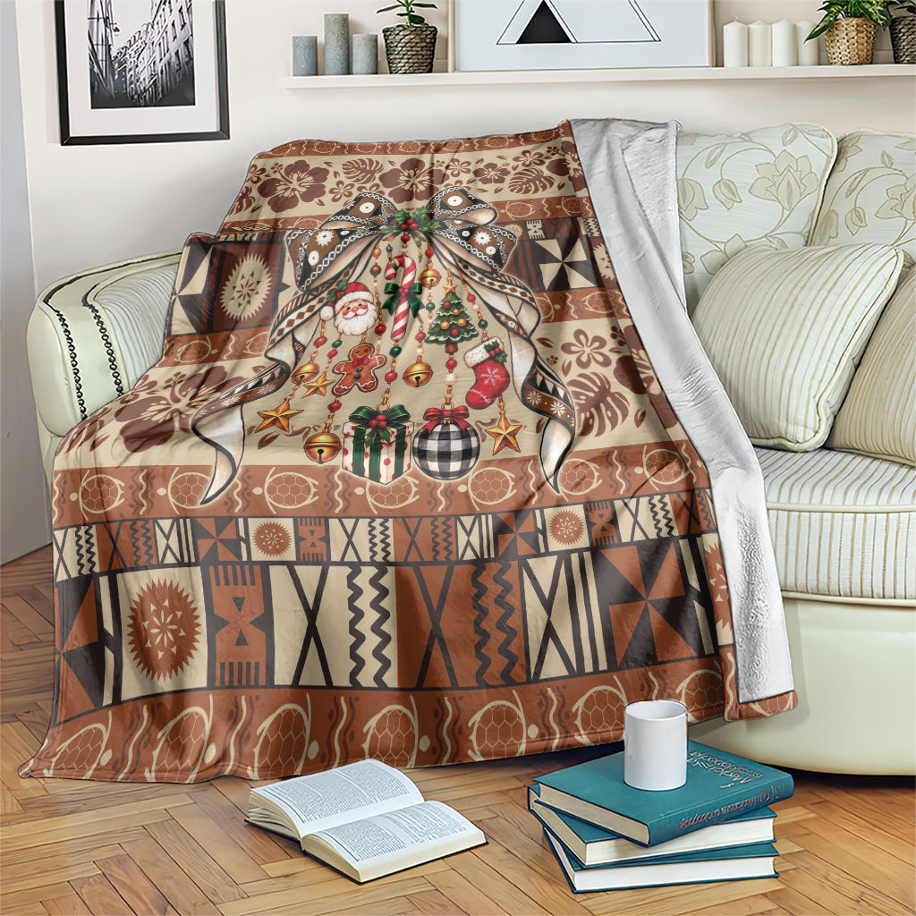 Fiji Masi Christmas Bow Blanket Fijian Tribal inspired Christmas LT9 Red - Polynesian Pride