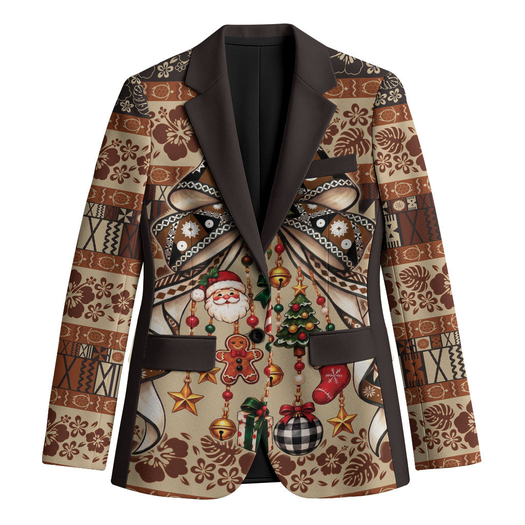 Fiji Masi Christmas Bow Blazer Fijian Tribal inspired Christmas LT9 Unisex Red - Polynesian Pride