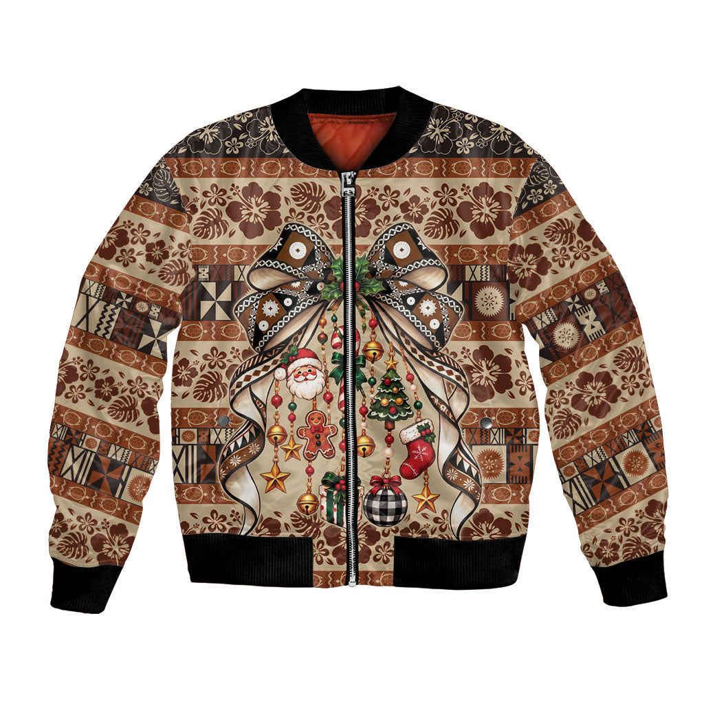 Fiji Masi Christmas Bow Bomber Jacket Fijian Tribal inspired Christmas