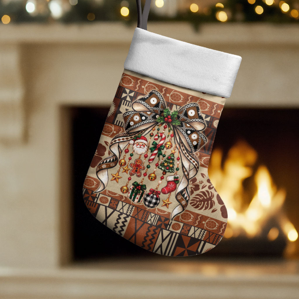 Fiji Masi Christmas Bow Christmas Stocking Fijian Tribal inspired Christmas