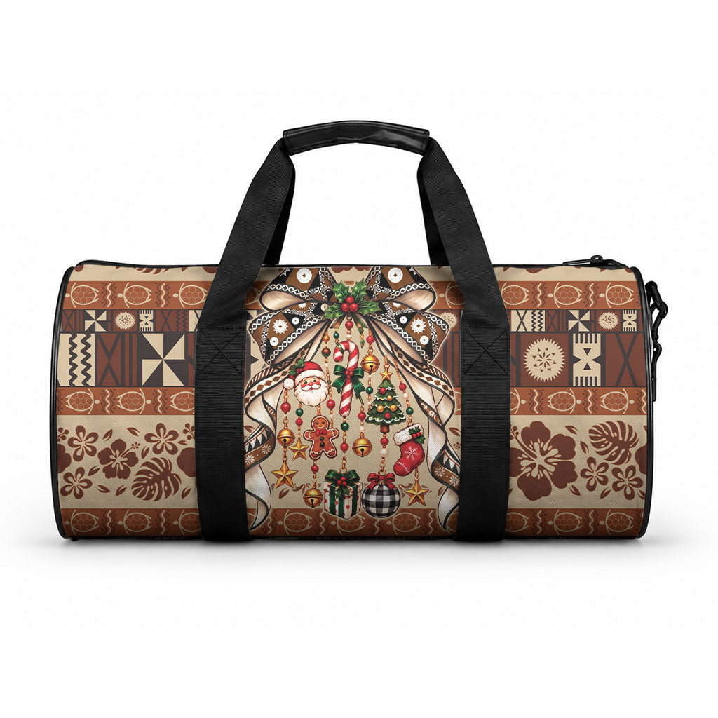 Fiji Masi Christmas Bow Duffle Bag Fijian Tribal inspired Christmas LT9 One size Red - Polynesian Pride