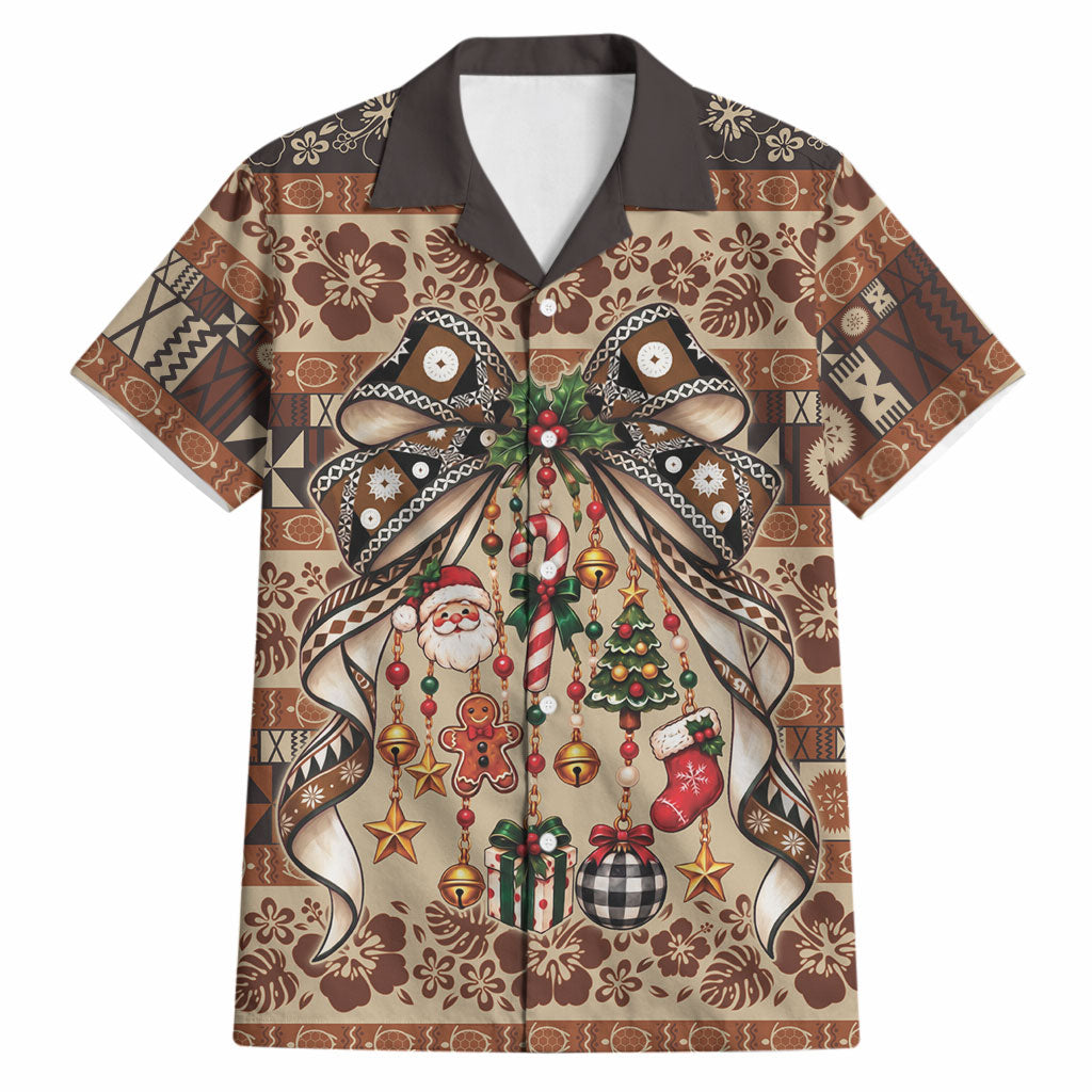 Fiji Masi Christmas Bow Hawaiian Shirt Fijian Tribal inspired Christmas LT9 Red - Polynesian Pride