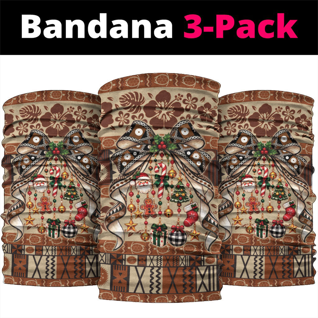 Fiji Masi Christmas Bow Neck Gaiter Fijian Tribal inspired Christmas LT9 package One Size: 25*50cm Red - Polynesian Pride
