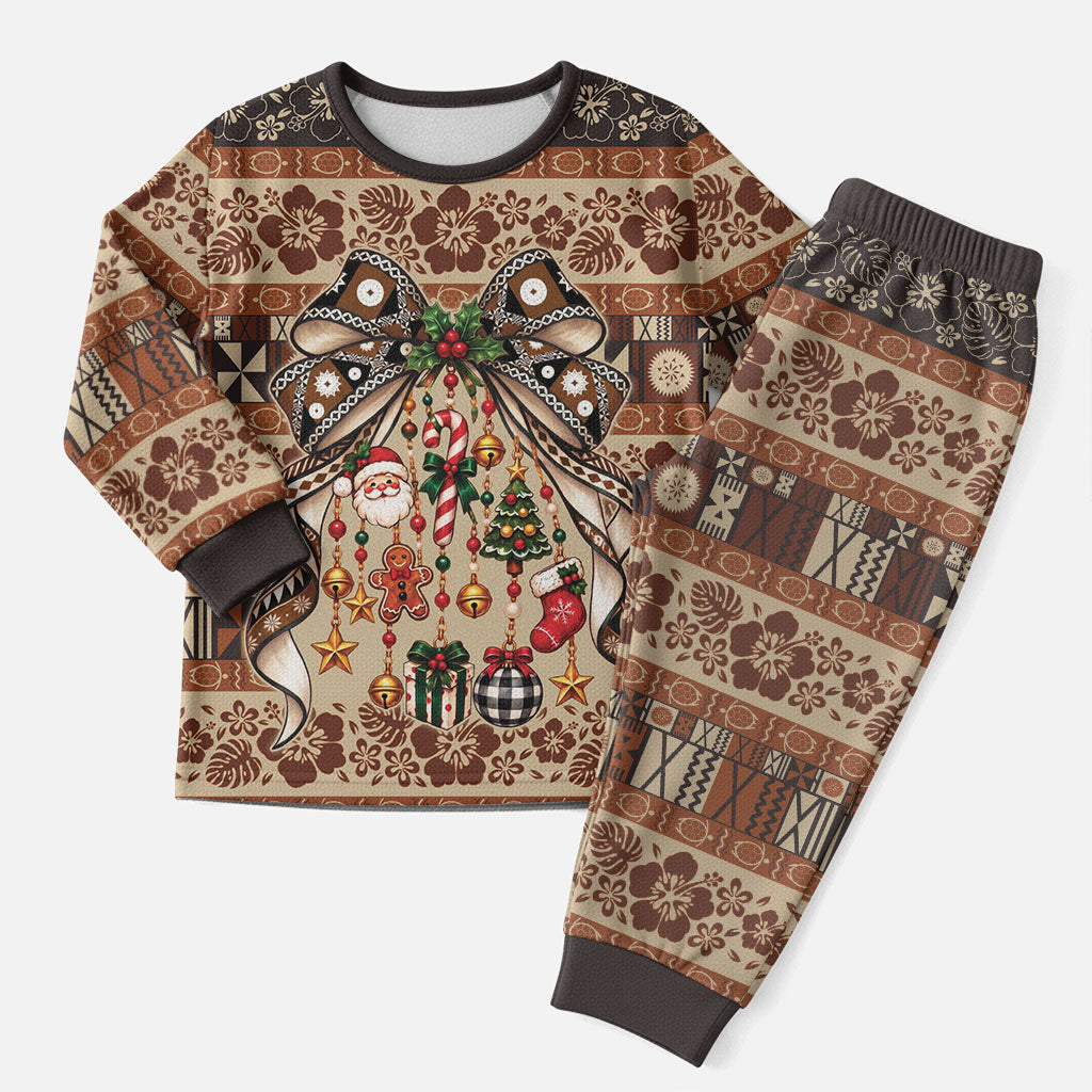Fiji Masi Christmas Bow Christmas Pajama Set Fijian Tribal inspired Christmas