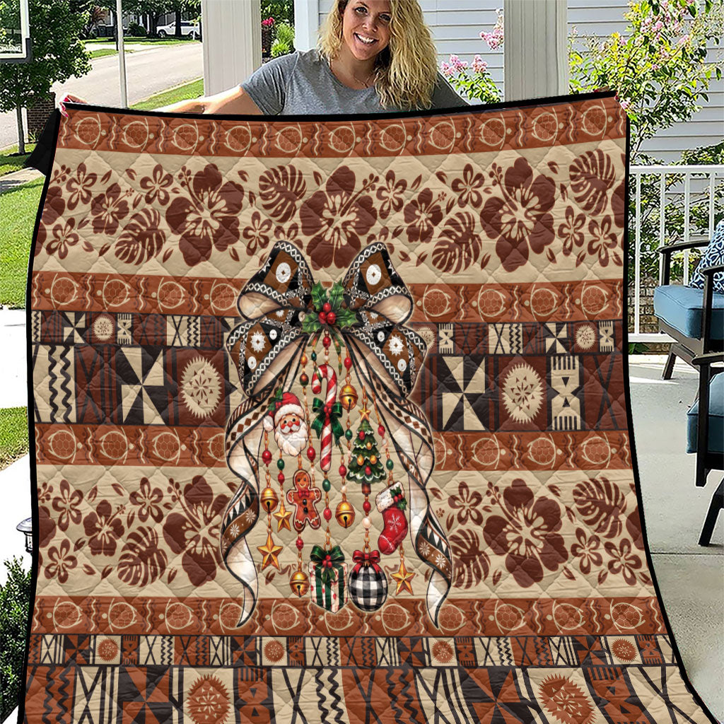 Fiji Masi Christmas Bow Quilt Fijian Tribal inspired Christmas LT9 Red - Polynesian Pride
