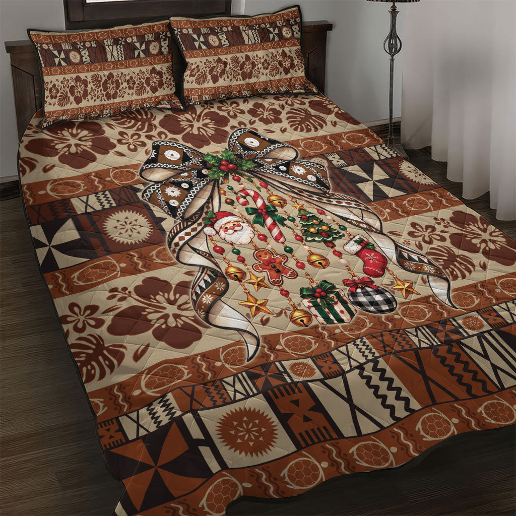 Fiji Masi Christmas Bow Quilt Bed Set Fijian Tribal inspired Christmas