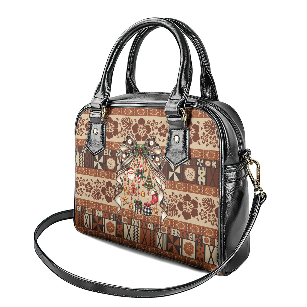 Fiji Masi Christmas Bow Shoulder Handbag Fijian Tribal inspired Christmas LT9 - Polynesian Pride
