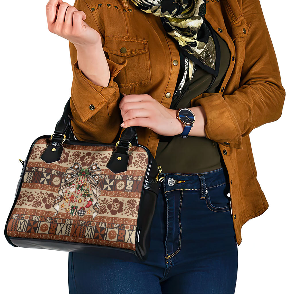Fiji Masi Christmas Bow Shoulder Handbag Fijian Tribal inspired Christmas LT9 - Polynesian Pride