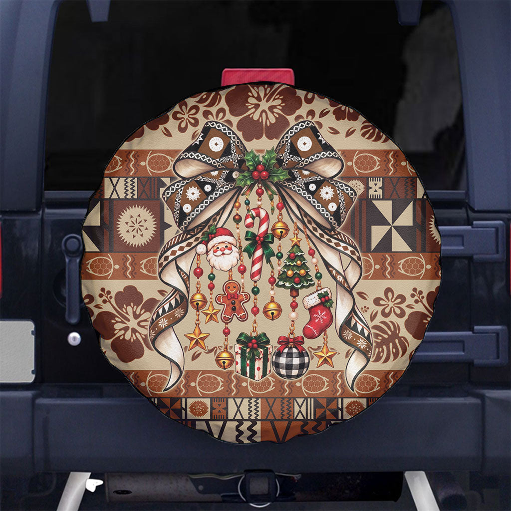 Fiji Masi Christmas Bow Spare Tire Cover Fijian Tribal inspired Christmas