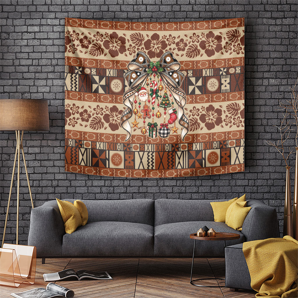 Fiji Masi Christmas Bow Tapestry Fijian Tribal inspired Christmas LT9 Red - Polynesian Pride