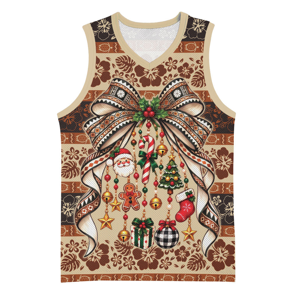 Fiji Masi Christmas Bow Basketball Jersey Marau na Kerisimasi LT9 Unisex Red - Polynesian Pride