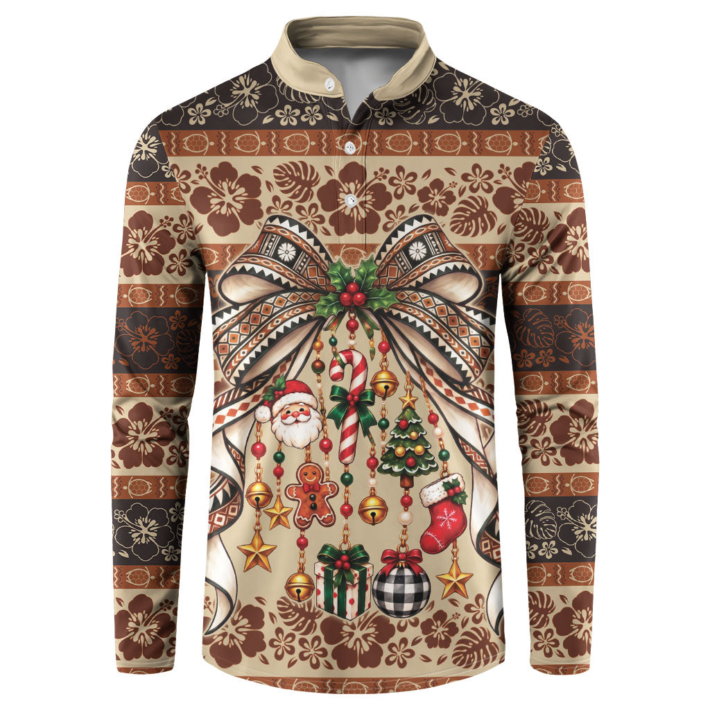 Fiji Masi Christmas Bow Button Sweatshirt Marau na Kerisimasi