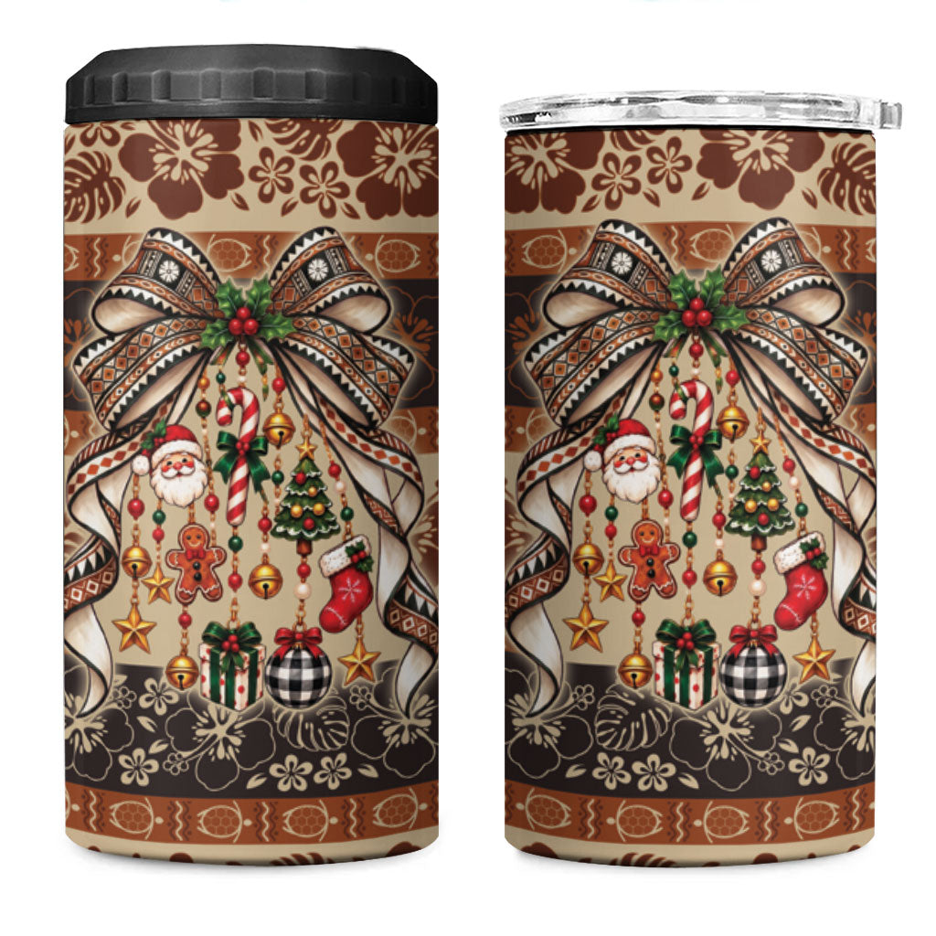 Fiji Masi Christmas Bow 4 in 1 Can Cooler Tumbler Marau na Kerisimasi