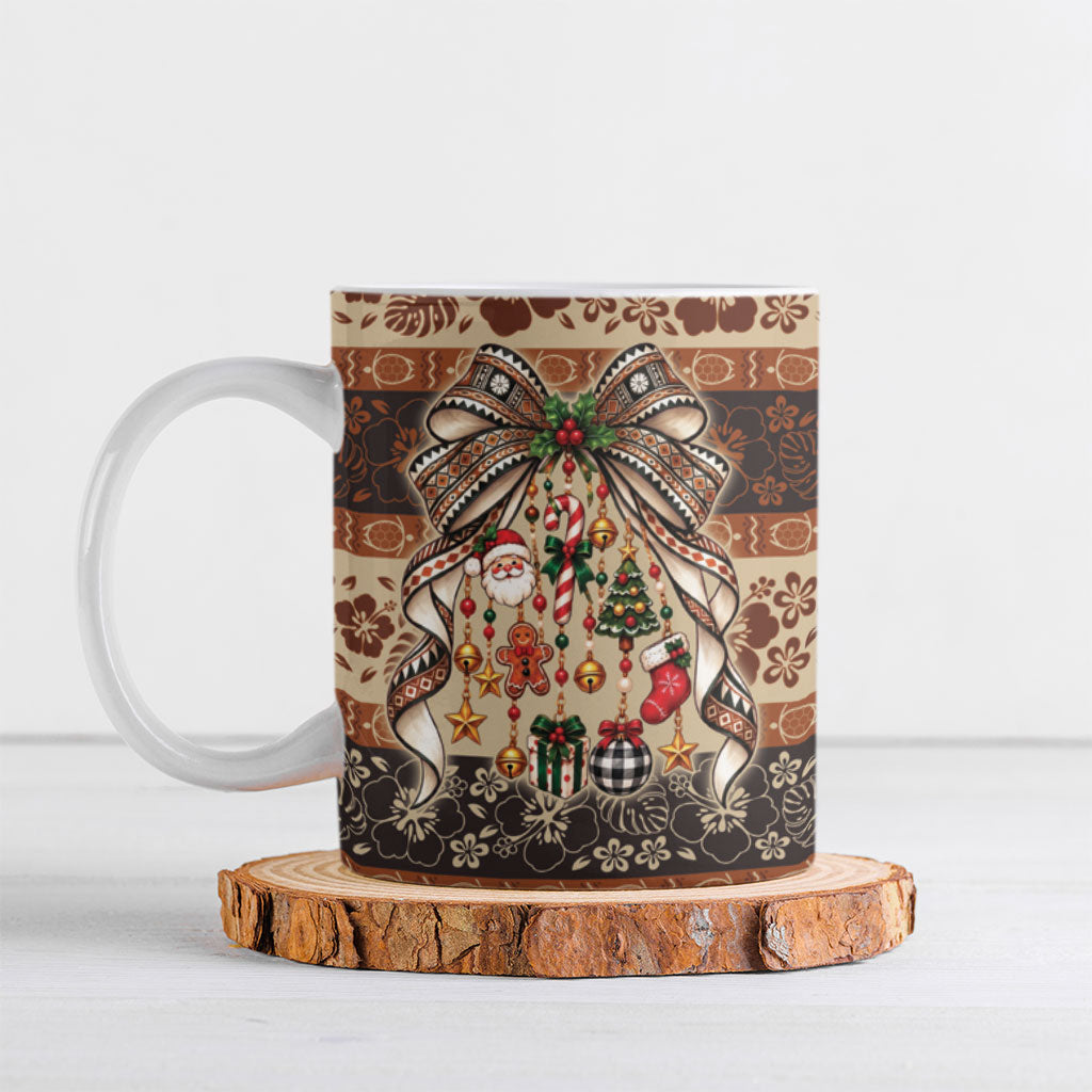 Fiji Masi Christmas Bow Ceramic Mug Marau na Kerisimasi LT9 Red - Polynesian Pride